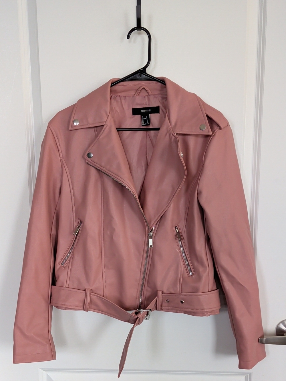 Forever 21 Rose Mauve Faux Leather Moto Jacket